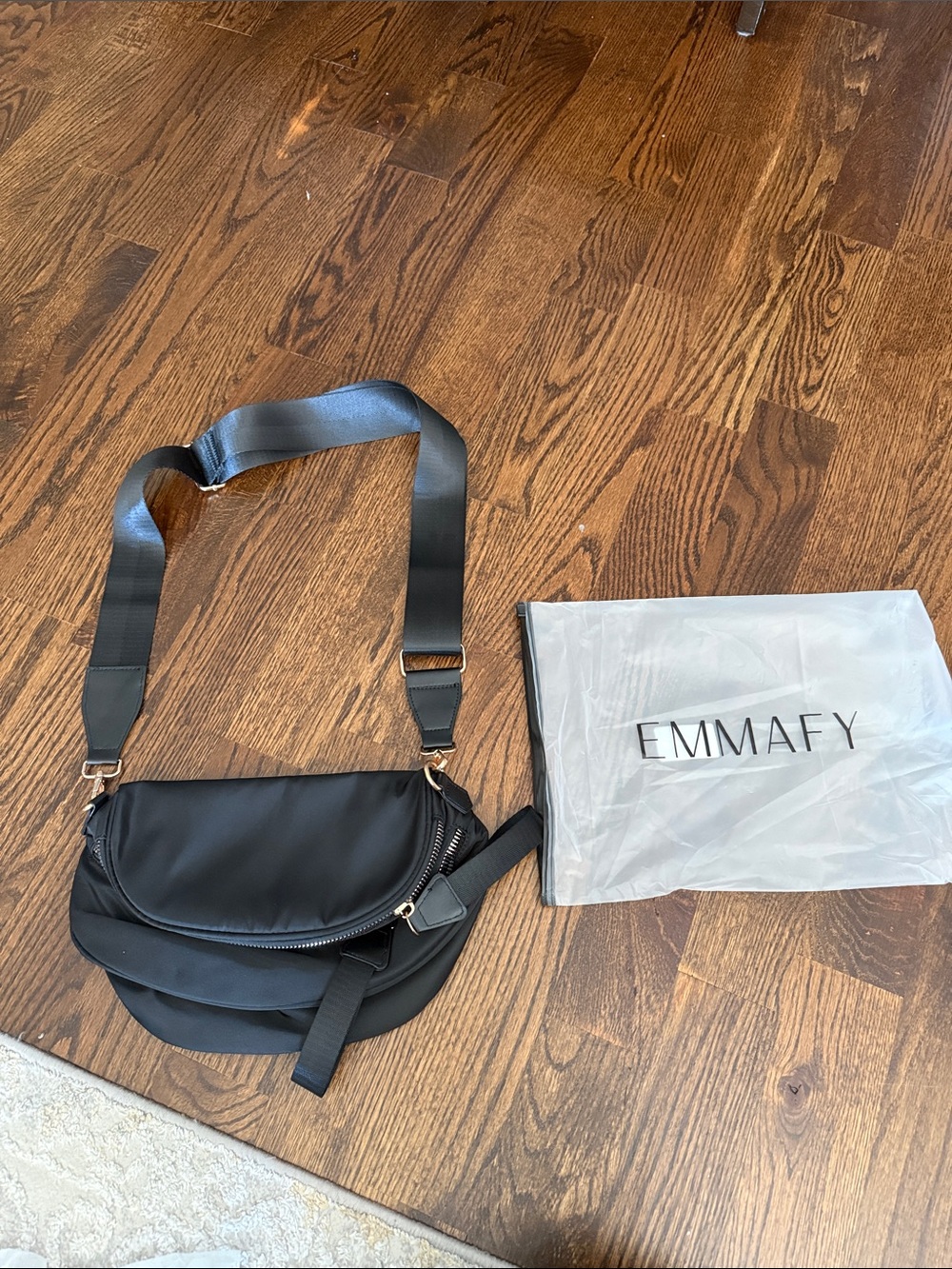 Viral “Emmafy” Black Crossbody Saddle Bag with Wide Strap - brand new with tags!